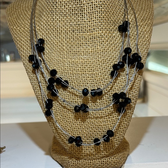 Artisans Jewelry - Chic Multi-Strand Black Beaded Necklace